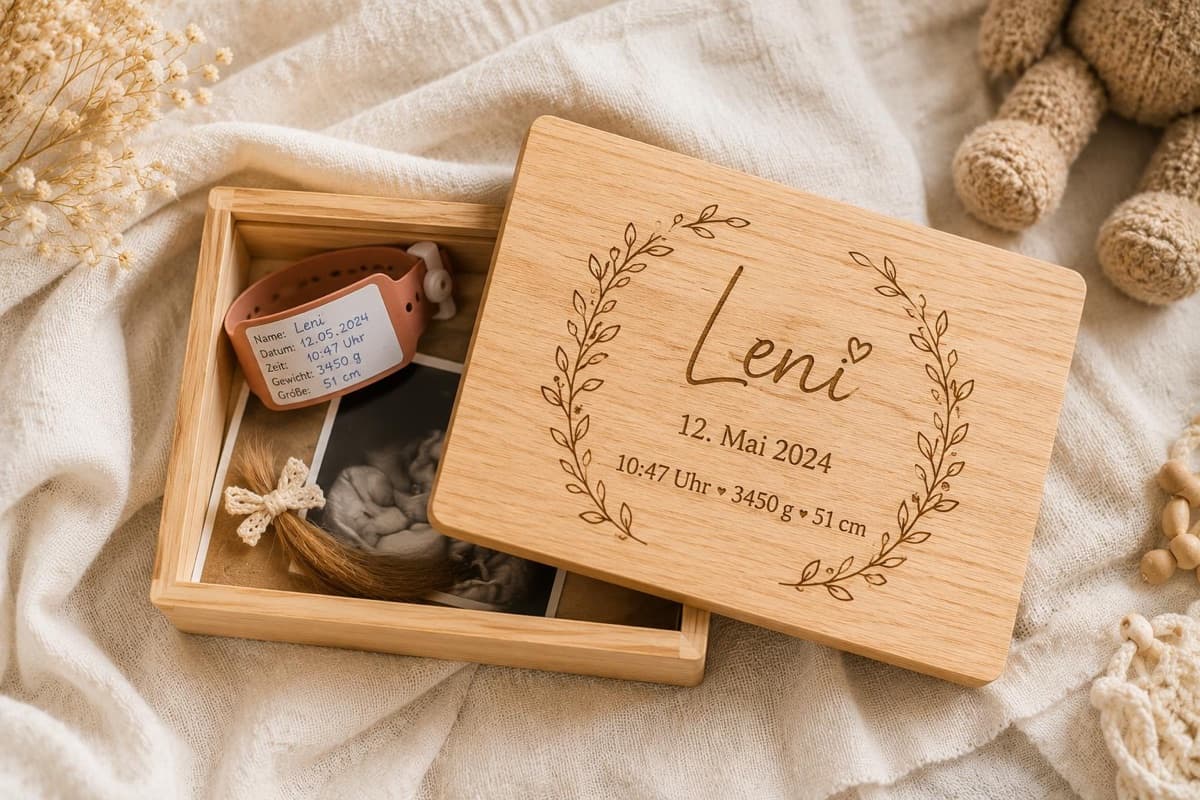 Holz-Erinnerungsbox fürs Baby