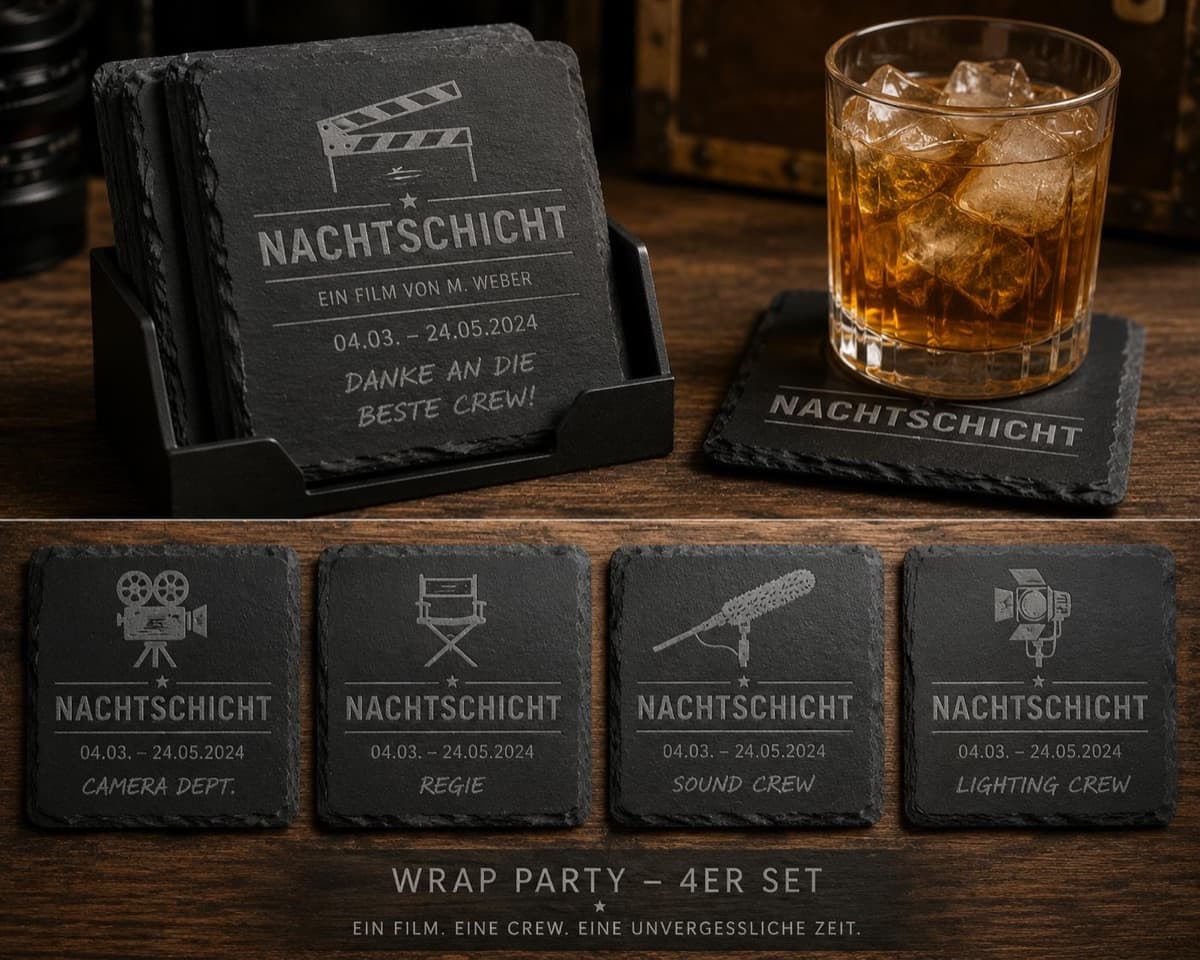 „Nachtschicht" Schiefer-Untersetzer 4er
