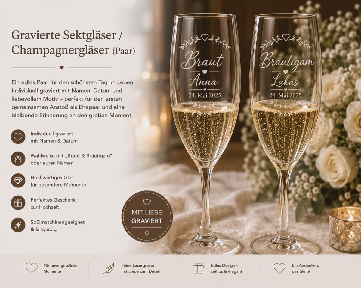 Gravierte Sektgläser (Paar)