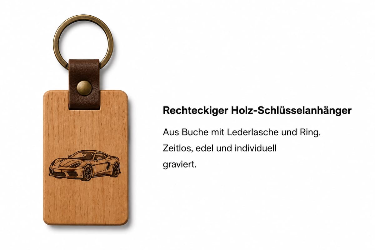 Rechteckiger Holz-Schlüsselanhänger