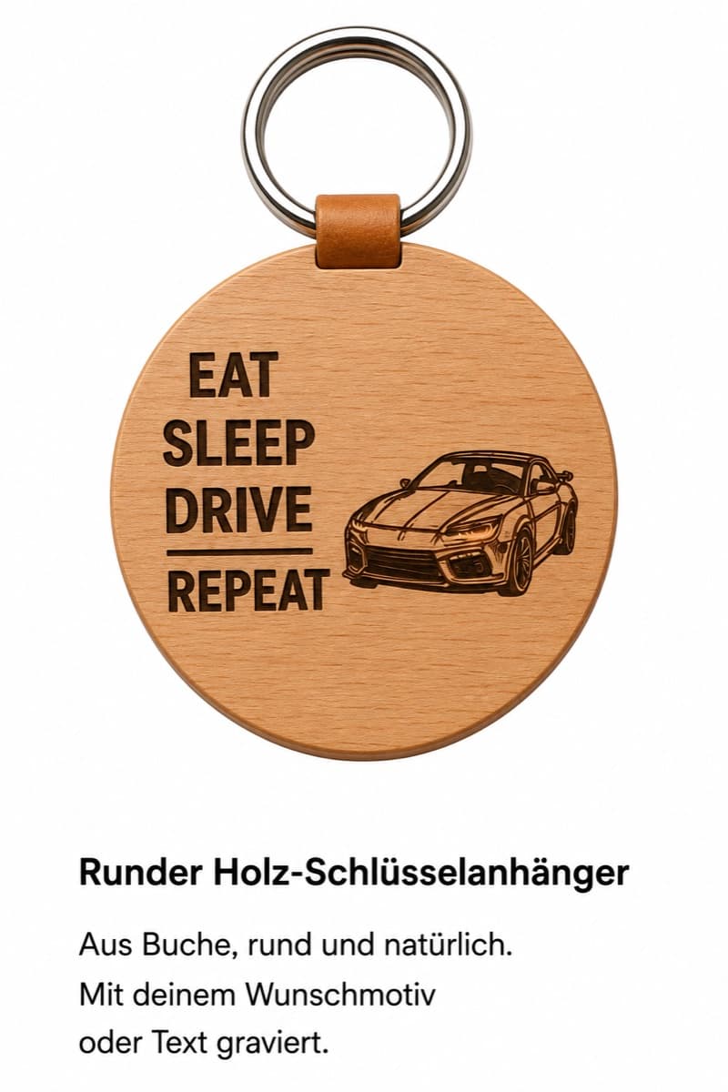 Runder Holz-Schlüsselanhänger