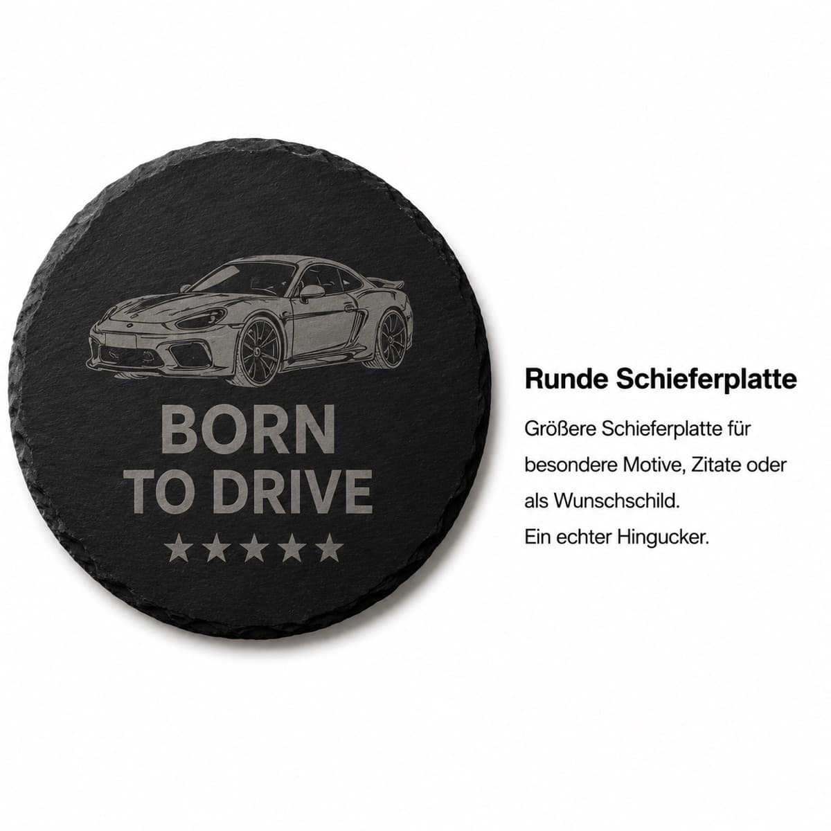 Runde Schieferplatte – Spruch & Motiv